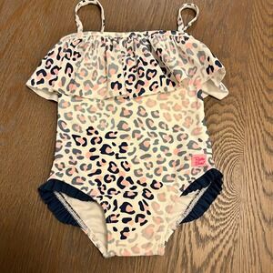 RuffleButts Leopard Print Ruffle One Piece Swimsuit UPF 50+ 18-24M NEW